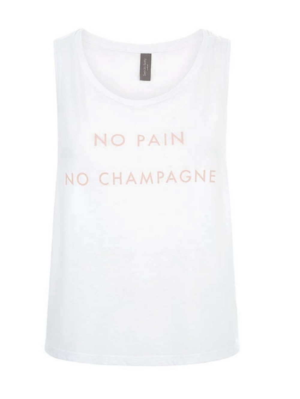 SWEATY BETTY White Graphic Muscle Tank Top No Pain No Champagne Sz Medium